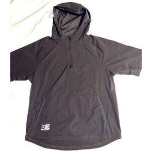 Rawlings Men's Color Sync Short Sleeve Hooded Gray Baseball Cage Jacket Large